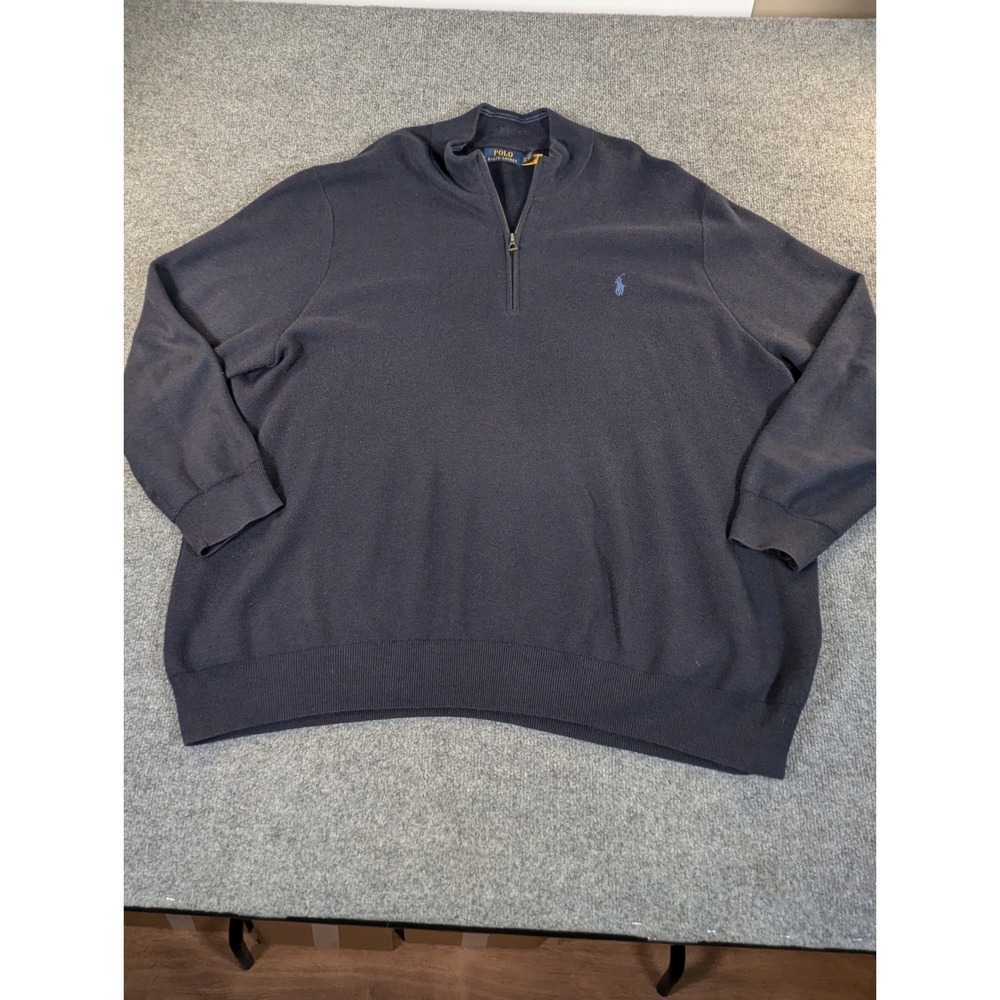 Polo Ralph Lauren Mens Blue 100% Cotton Quarter Zip Sweater 3XB Big Tall 2350